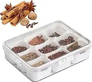 Condiment Box with Lid - Kitchen Condiment Storage Box, Large Capacity Condiment Box | 9 Grid Kitchen Condiment Organizer Box, Multi-functional Condiment Container for Salt Sugar, Kitchen