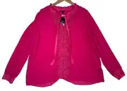 Women's Torrid Gauze Clip Dot Ruffle Neck Tie Front Blouse Pink Peacock Size 1X
