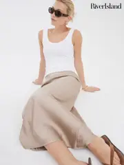 River Island Natural Easy Bias Maxi Skirt (H53877) | $81