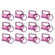 12Pcs 25mm Key Fob Hardware with Keychain Ring for Webbing Pink