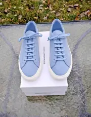 New w Box Common Projects Achilles Low 6108 EU 40 US 7/7.5 Blue Nubuck $450