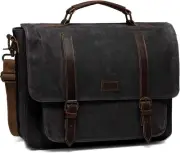Messenger Bag for Men, Water-Resistant Waxed Canvas Fits 15.6 inch Laptop