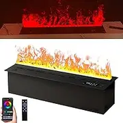 3D Water Vapour Electric Fireplace, Multi-Color LED 3D Flame Effect Fireplace, Atomizing Fireplace, Fireplace Humidifier Automatic Water Filling, Smart App/Remote/Touch Control, 3mm Ultra-thin Panel(1