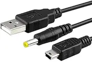 2 in 1 USB Data Sync Power Charging Charger Cable Compatible with Sony PSP 1000 2000 3000 and Slim Version