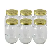 6PK Lemon & Lime Roma 1L/17cm Glass Conserve Jar Container w/ Gold Lid Clear