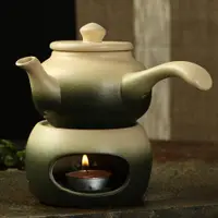 在飛比找ETMall東森購物網優惠-側把壺古陶煮茶壺茶杯 茶爐 窯變茶具 日式粗陶茶具溫茶暖酒