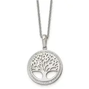 Stainless Steel Preciosa Crystal Tree Of Life Charm Pendant With Necklace