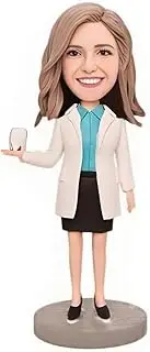 MEJELE Professional Dentist Figurine, Custom Oral Surgery Bobblehead, Standing Pose with Lab Coat,Retirement Gift Office Decoration