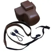 For Canon EOS R50/R100 Detachable PU Leather Camera Bag Protective Cover with Shoulder Strap Espresso Coffee