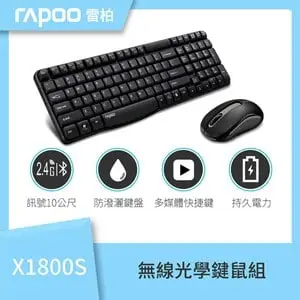 RAPOO 雷柏 X1800S 極簡風 2.4G 無線光學鍵鼠組《黑》