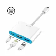 iLuv ICB713WH USB-C Digital AV Multiport Adapter, USB-C, HDMI 4K, USB-A