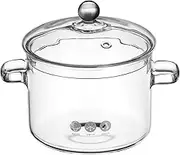 ERINGOGO 1900ml Glass Saucepan With Cover - Stovetop Cooking Pot and Pan With Lid and Handle - Simmer Pot, Clear Soup Pot, Borosilicate Cookware for Cooking, Baking, Serving