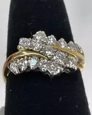 Lady diamond cluster ring 1.25 carats 14kt yellow gold Size 6.50 BRAND NEW!