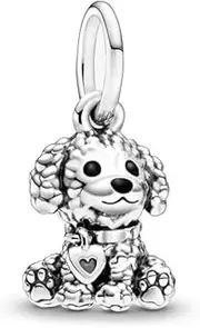 [Lkwidi] Poodle Puppy Dog Dangle Charm 925 Sterling Silver Pendant,Jewelry Beads Gifts for Women Bracelet&Necklace A0044, Sterling Silver, Cubic Zirconia