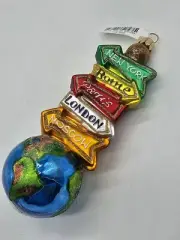 Neiman Marcus Globe World Capitals Travel Glass Christmas Ornament Poland