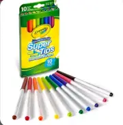 CRAYOLA (10Pk) Super Tips WASHABLE MARKERS Textas NONTOXIC Colours Art Craft