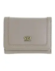 [PIERRE CARDIN] Italian Leather Snap Button Tri-Fold Flat Wallet in Taupe