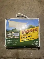 Vigoro 8 ft. x 12 ft. Almond Rectangle Shade Sail Breathable Material