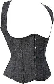 [Hengzhifeng] Underbust Corset Tops for Women Steampunk Denim Striped Bustiers