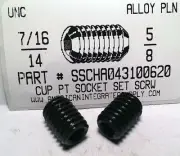 7/16-14x5/8 Hex Socket Set Screws Cup Point Alloy Steel (10)