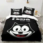 v157 Bed Sheets Cute F-Felix Cat Cartoon Bedding Set,Duvet Cover Comforter Bed Set Quilt Cover Pillowcase,King Queen Twin Size Boys Girls Adults 3-Pie