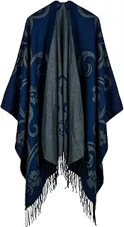 [mercenary] Plaid Shawl Cape | Women's Warm Shawl Double-Sided Poncho,Skin-Friendly Shawl with No Pilling for Dating, Home, Working, Traveling, School, Gathering