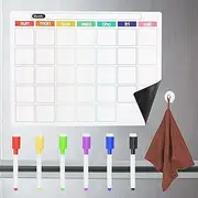 uxcell Magnetic Calendar for Fridge, 16"x12" Calendars Planning Board Weekly Monthly Planner with Highlight Markers & Suction Cup & Towel for Fridge Menu To-Do List, Colorful