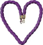 Rope Barriers, Rope Barrier Belt Purple Crowd Control Stanchion Rope 3/4/5/8Ft, Twisted Hemp Rope Barrier for Queue Divider Crowd Control Rope with Stainless Steel Hooks, Queue Line Barrier, Rope Barrier(Purple-gold,1.2m/4ft/47in)