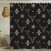 Western Bull Skull Shower Curtain Boho Cow Longhorn Skull Head 72×72 Bull Skull
