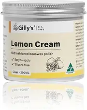 Gilly's Cream Polish Lemon 200ml - Beeswax-Based Furniture Polish for Timber, Leather, Vinyl & Linoleum | Easy Apply | Protects & Buffs to High Sheen | Ideal for Antiques & French Polished Pieces