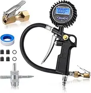 Digital Tyre Inflator with Pressure Gauge, 0.1 Display Resolution 250 PSI Air Chuck and Compressor Accessories Heavy Duty with Rubber Hose and Quick Connect Coupler