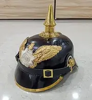 [THOR INSTRUMENTS] Eagle and Star Prussian Garde Infantry Pickelhaube Helmet | Imperial Prussian Officer Spiked Black Leather Replica
