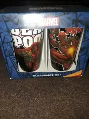 MARVEL COMICS DEADPOOL GLASSWARE SET OF 2 COLLECTABLE NEW MUTANTS X FORCE COMIC