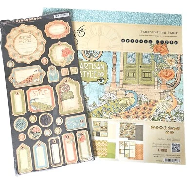 Graphic45 Artisan Style 2015 Retired Scrapbook 12x12 Paper Pad & Chipboard NEW