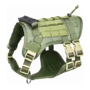 Adjustable Tactical Dog Harness Vest With Handle For Medium Large Dogs-Green