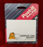 Vintage Garfield 3M Post It Note Pad "Compute This, Sucker!" 40 Sheets NOS