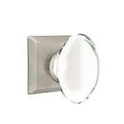 Emtek Hampton Crystal Door Knob Privacy Set Quincy Rosette Pewter