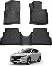 KASUART Floor Mats Fit for Mazda CX5 CX-5 KF 2017-2024,TPE All-Weather Protection 1st & 2nd Row 3D Car Foot mats, Waterproof/Anti-Slip Custom Fit Heavy Duty Car Floor mats
