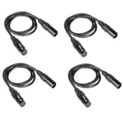 4PCS 1m Long DMX 512 XLR Cable DMX 3.2t 3 Pin True DMX Cable Male to Female f...