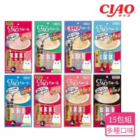 在飛比找momo購物網優惠-【CIAO】貓咪零食肉泥條 14g*4入(多種口味15包組)