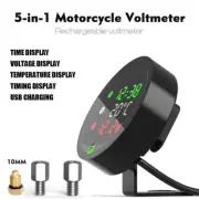 12V Digital Motorcycle Voltmeter Water Temp Gauge Clock 18mm Sensor Adapter Kit