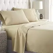 2000TC ForZzz Ultra-Soft All AU Size 4 Pieces Flat Fitted Bed Sheet Set/AU Queen Size Cream/Luxury Bedding Sheets/Breathable deep Pocket Beding Set/Wrinkle & Fade Resistant
