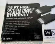 HDMI 75 Ft High Speed Cable w/Ethernet 4K Audio CL3 W Box Technologies 0E-HDMI75