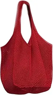 [Generic] Crochet Tote Bag for Women Boho Knit Bag Summer Beach Mesh Woven Shoulder Handbags