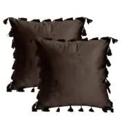 Velvet Tassels Throw Pillow Cushion Cover Set of 2 for Sofa Couch Bed Coffee