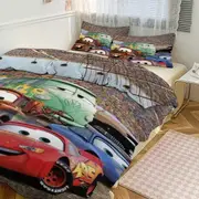 Bed Sheets g575 Cars Lightning McQueen Print Bedding Set Pattern Duvet Cove Set 3 Pieces 1 Quilt Cover And 2 Pillowcases for Women Men Teens tq575 Be