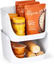 Shelfbin Stacking Pantry Bins, 2-Pack, Stackable Storage Basket Organizers for K