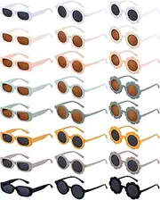 [Xuhal] 24 Pairs Kids Sunglasses Bulk Retro Rectangle Round Flower Sunglasses Vintage Cute Sunglasses for Toddler Girls Boys Beach Groovy Party Outdoor Eyewear, 3 Styles, Classic Color, One Size