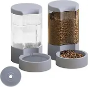 Automatic Dog Cat Feeder and Water Dispenser Set, Cats Small Dogs Food Dispenser, 4L Large Capacity Slow Drinking Water Dispenser, 16.6**29.5 * 28.7cm, Grey
