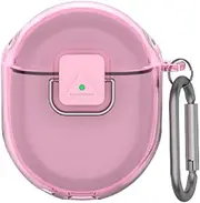 [VAEKNVG] [Upgrade Lock] Case for Google Pixel Buds Pro 2, Shock-Absorbing Protective Armor Cover for Pixel Buds Pro 2 Accessories, TPU Hard Shell with Carabiner (Clear Pink)